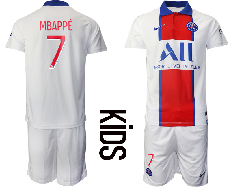 Youth 2020-2021 club Paris St German away #7 white Soccer Jerseys->barcelona jersey->Soccer Club Jersey